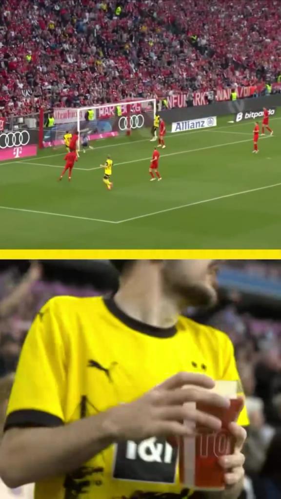 勇者無(wú)懼！這是真多特球迷！在拜仁球迷區(qū)一個(gè)人肆意慶祝！